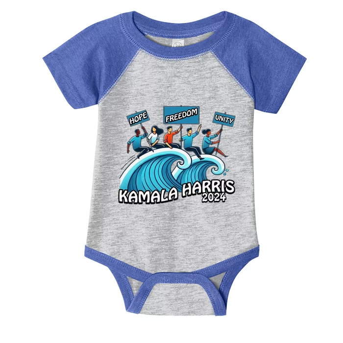 Hope Freedom Unity Elect Kamala Harris President 2024 Infant Baby Jersey Bodysuit