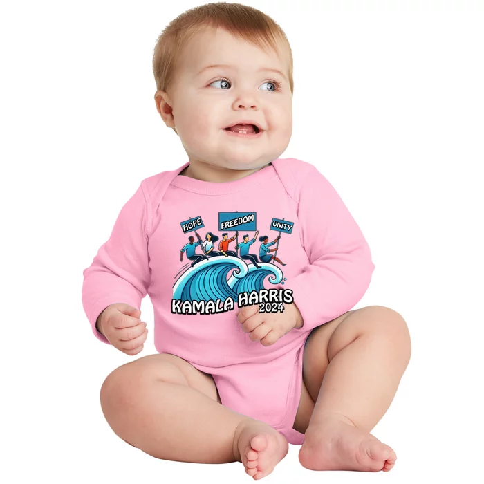 Hope Freedom Unity Elect Kamala Harris President 2024 Baby Long Sleeve Bodysuit