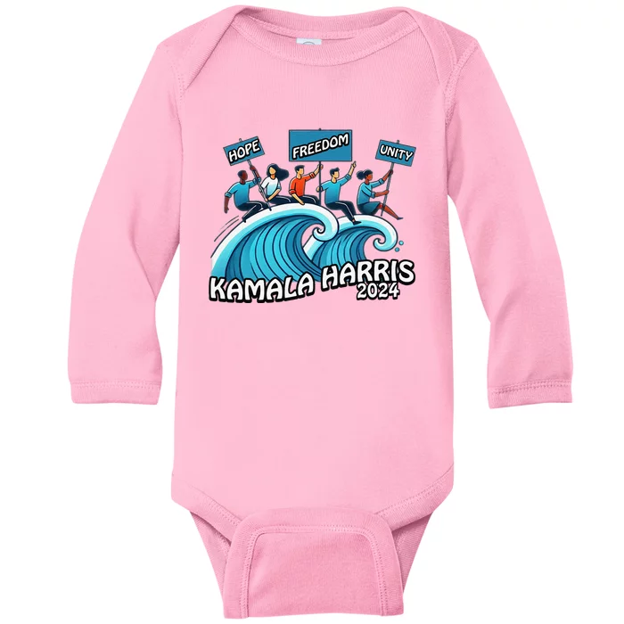 Hope Freedom Unity Elect Kamala Harris President 2024 Baby Long Sleeve Bodysuit