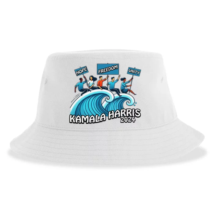 Hope Freedom Unity Elect Kamala Harris President 2024 Sustainable Bucket Hat