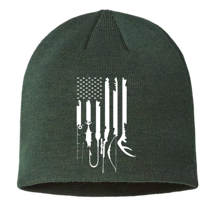 Hunting Fishing USA Flag American Themed Decor 8 1/2in Sustainable Knit Beanie