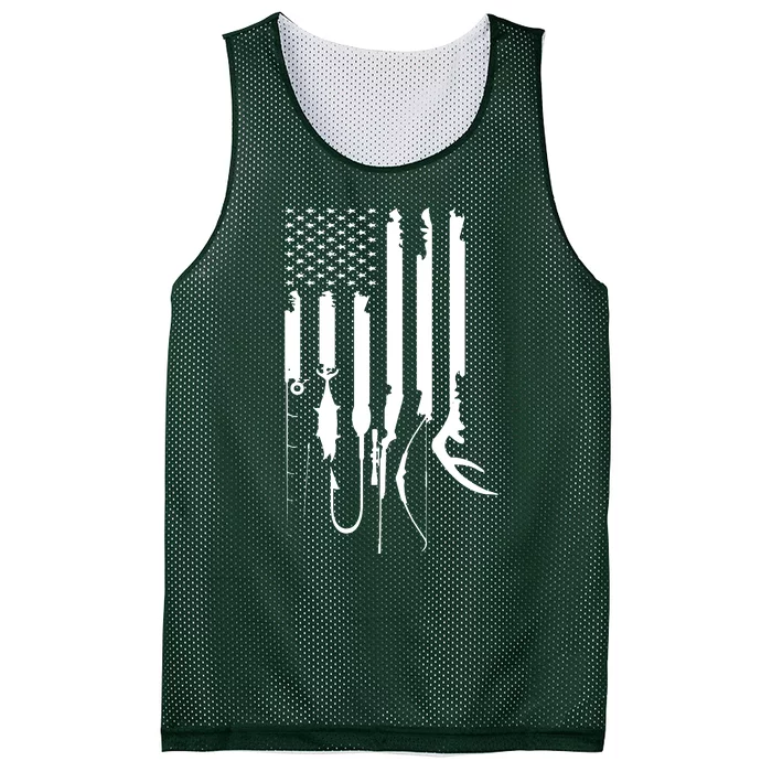 Hunting Fishing USA Flag American Themed Decor Mesh Reversible Basketball Jersey Tank