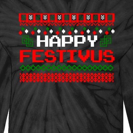 Happy Festivus Ugly Christmas Tie-Dye Long Sleeve Shirt