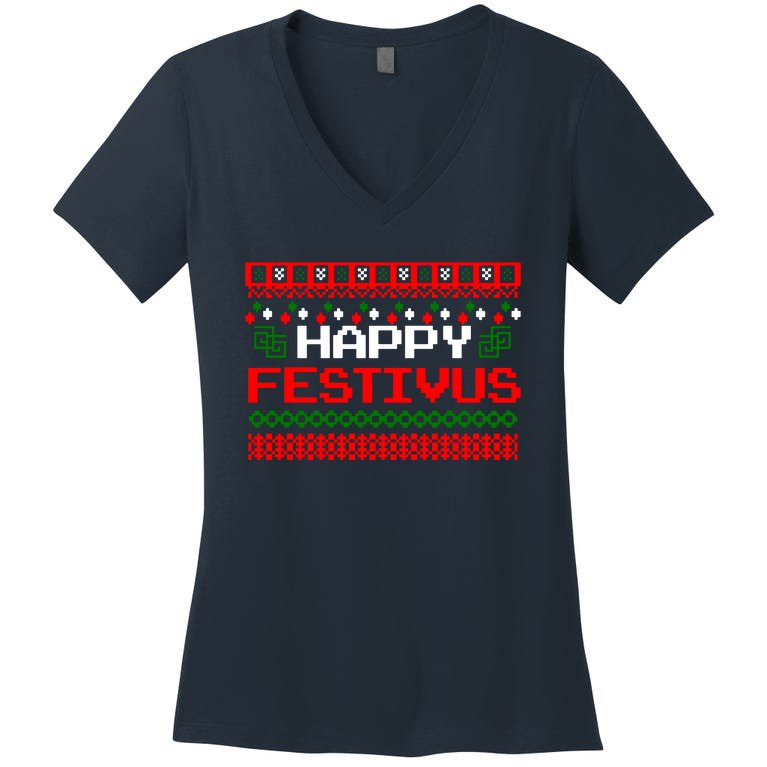 Happy Festivus Ugly Christmas Women's V-Neck T-Shirt