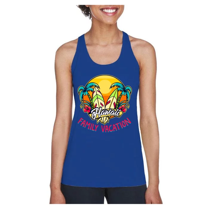 Hawaii Family Vacation Hello Summer Vibes Beach Vacay Cute Gift Women's Racerback Tank