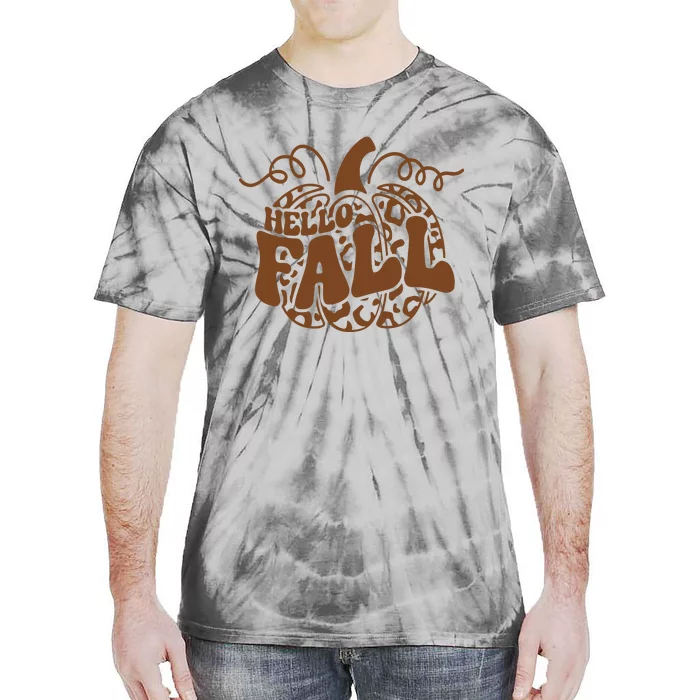 Hello Fall Vibes Leopard Pumpkin Tie-Dye T-Shirt