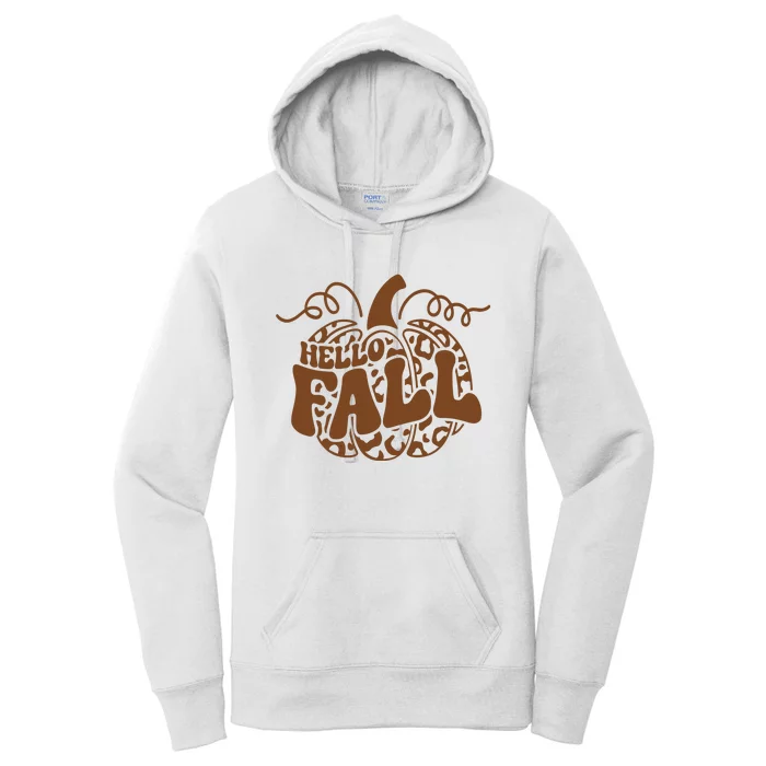 Hello Fall Vibes Leopard Pumpkin Women's Pullover Hoodie