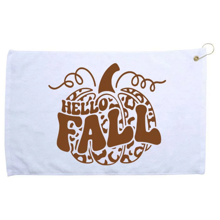 Hello Fall Vibes Leopard Pumpkin Grommeted Golf Towel