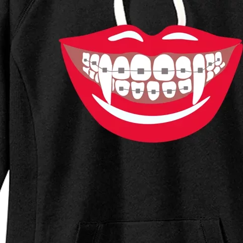 Halloween Funny Vampire Teeth Braces Orthodontist Dentist Cool Gift Women's Fleece Hoodie