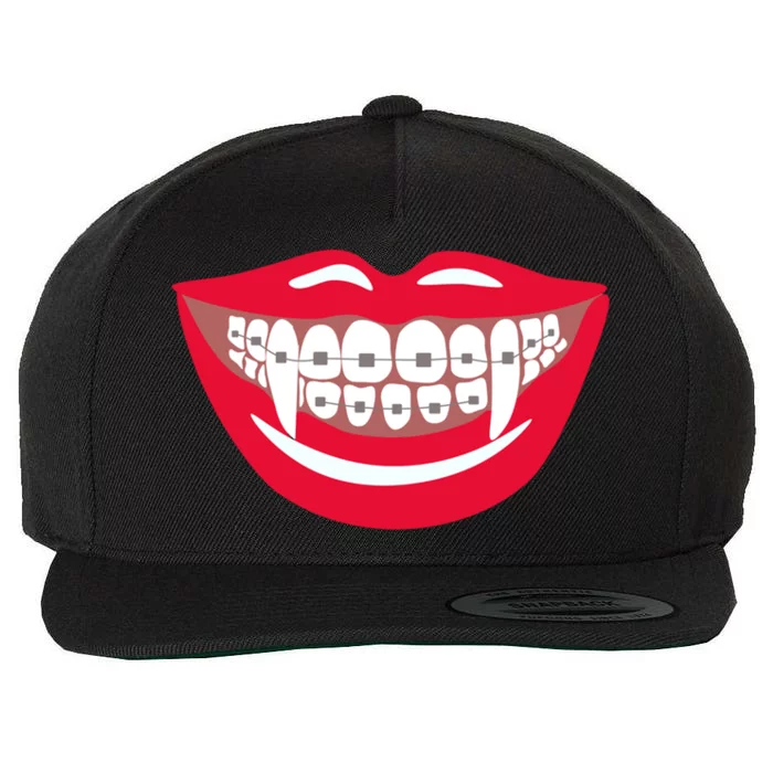 Halloween Funny Vampire Teeth Braces Orthodontist Dentist Cool Gift Wool Snapback Cap