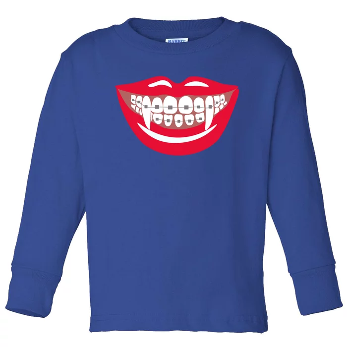 Halloween Funny Vampire Teeth Braces Orthodontist Dentist Cool Gift Toddler Long Sleeve Shirt