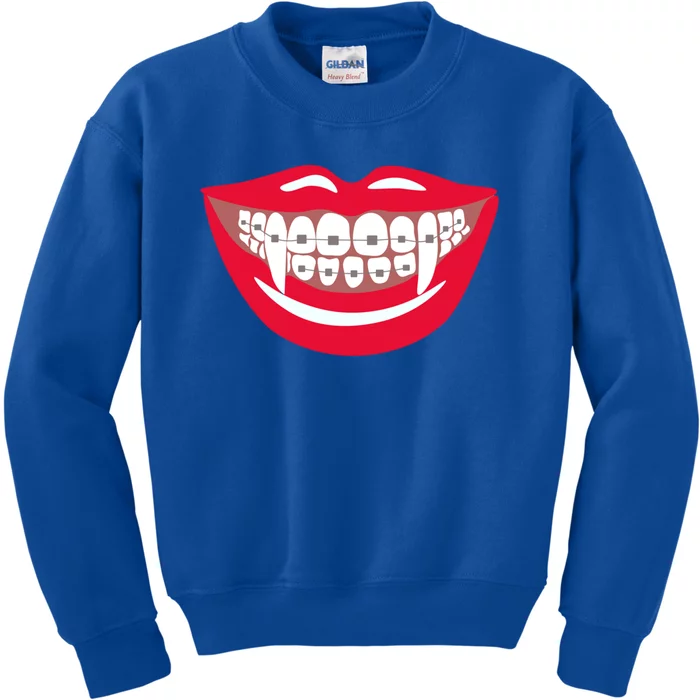 Halloween Funny Vampire Teeth Braces Orthodontist Dentist Cool Gift Kids Sweatshirt