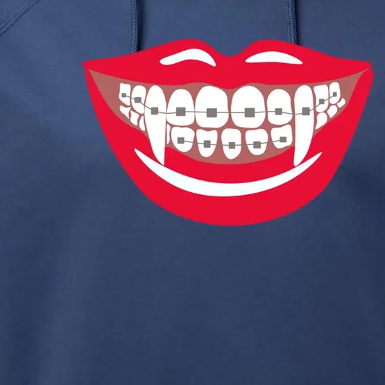 Halloween Funny Vampire Teeth Braces Orthodontist Dentist Cool Gift Performance Fleece Hoodie