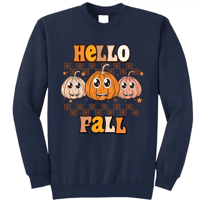 Hello Fall Vibes Autumn Season Thanksgiving Pumpkin Spice Funny Tall Sweatshirt