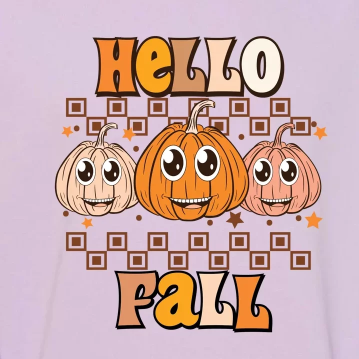 Hello Fall Vibes Autumn Season Thanksgiving Pumpkin Spice Funny Garment-Dyed Sweatshirt