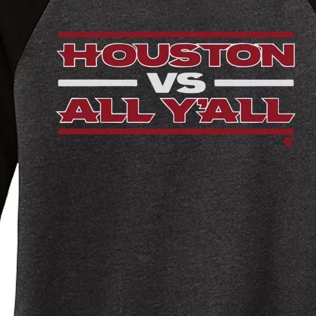 Houston Football Vs All Y’All Women's Tri-Blend 3/4-Sleeve Raglan Shirt