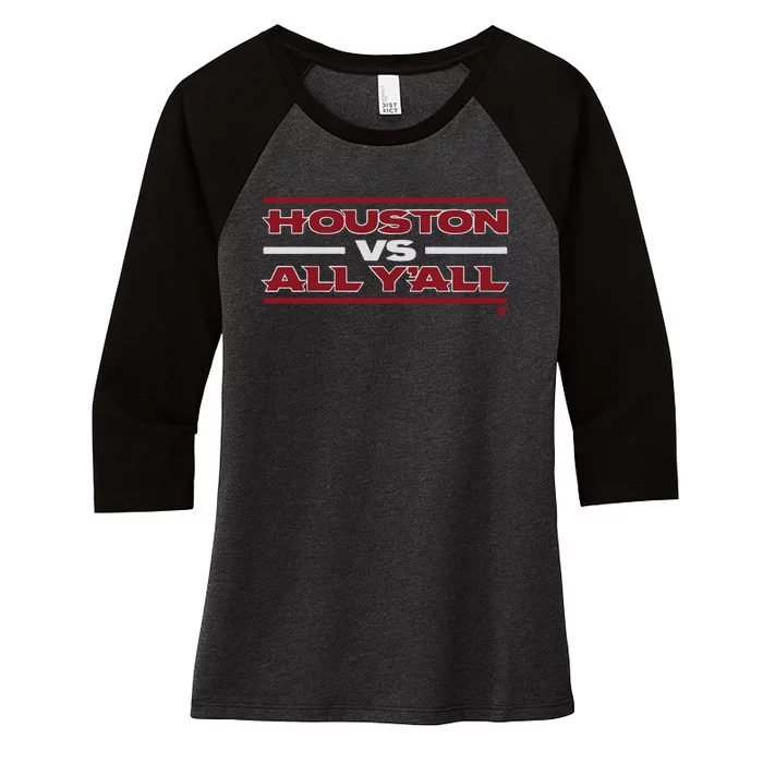 Houston Football Vs All Y’All Women's Tri-Blend 3/4-Sleeve Raglan Shirt