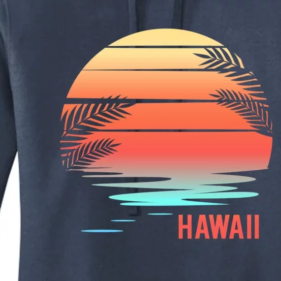 Hawaii Family Vacation Sunset Illustration Gift Women's Pullover Hoodie