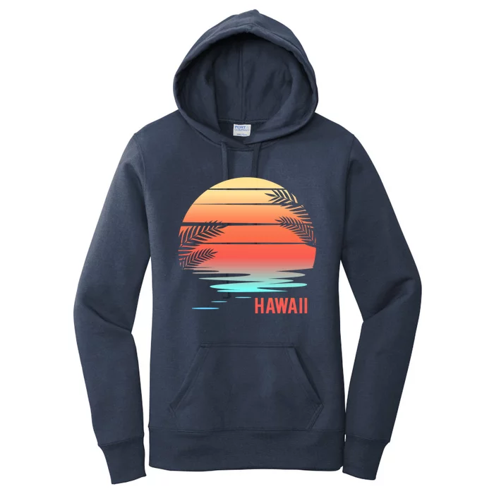 Hawaii Family Vacation Sunset Illustration Gift Women's Pullover Hoodie