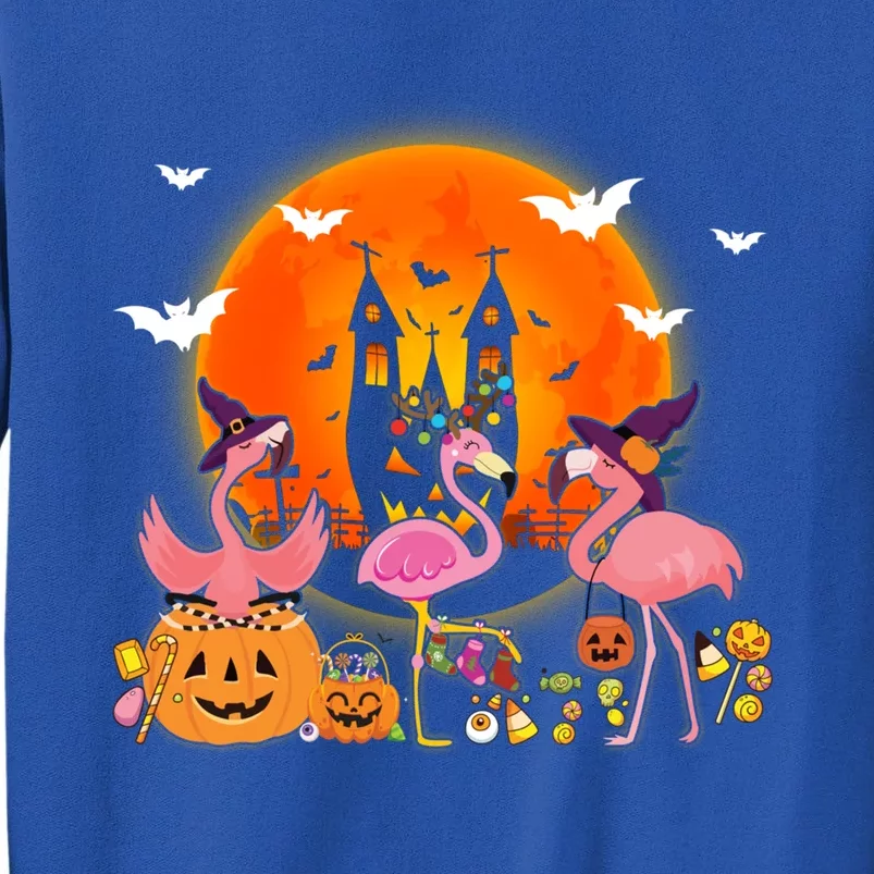 Happy Flamingoween Witch Pumpkin Mummy Flamingo Halloween Great Gift Tall Sweatshirt