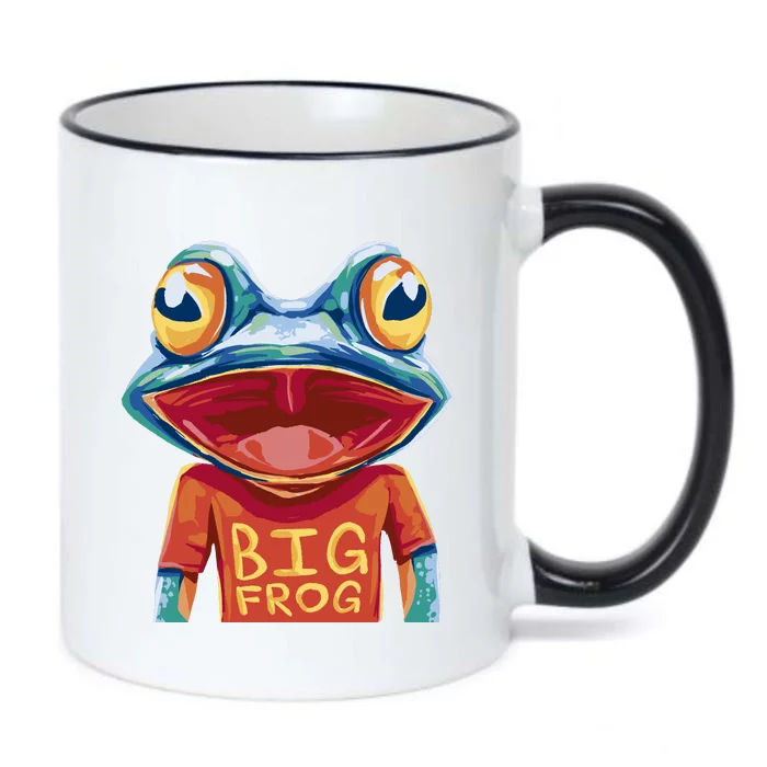 Happy Frog With Big Eyes Black Color Changing Mug