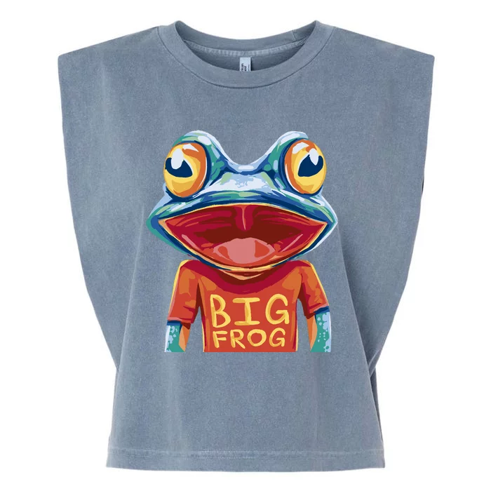 Happy Frog With Big Eyes Garment-Dyed Women's Muscle Tee