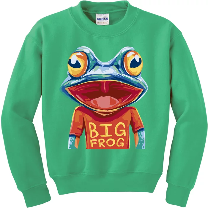 Happy Frog With Big Eyes Kids Sweatshirt