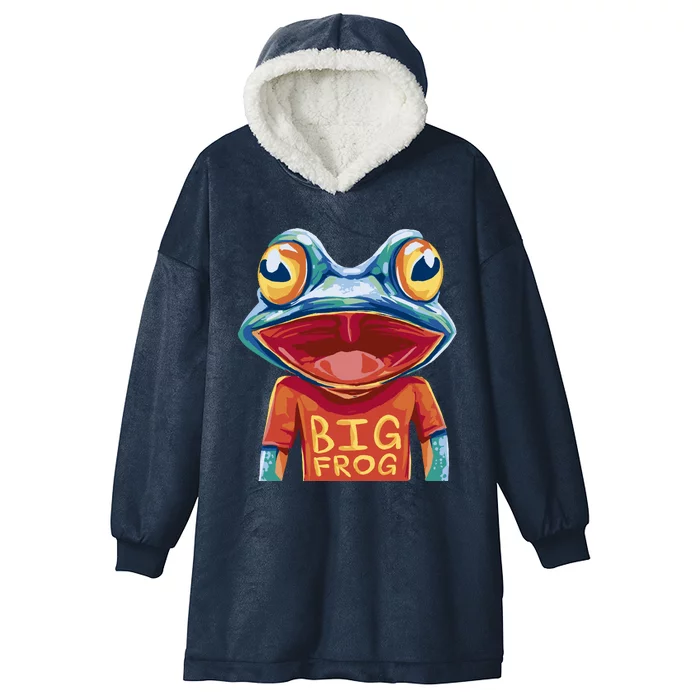 Happy Frog With Big Eyes Hooded Wearable Blanket