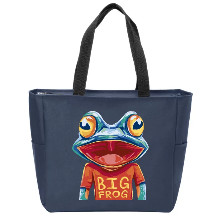 Happy Frog With Big Eyes Zip Tote Bag