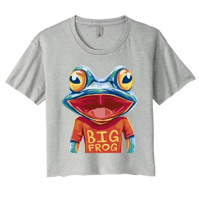 Happy Frog With Big Eyes Women's Crop Top Tee