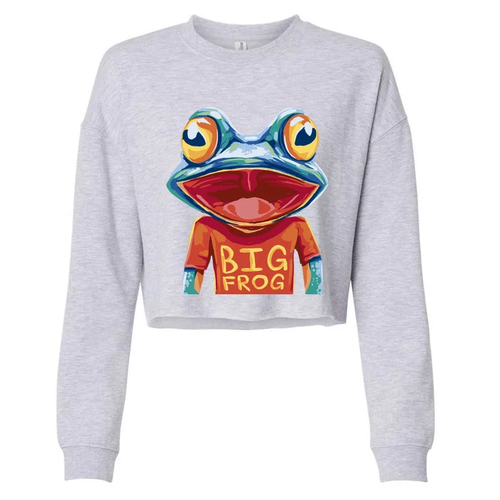 Happy Frog With Big Eyes Cropped Pullover Crew