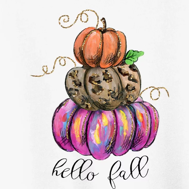 Hello Fall Watercolor Pumpkin Colorful Pumpkin Thanksgiving Toddler T-Shirt