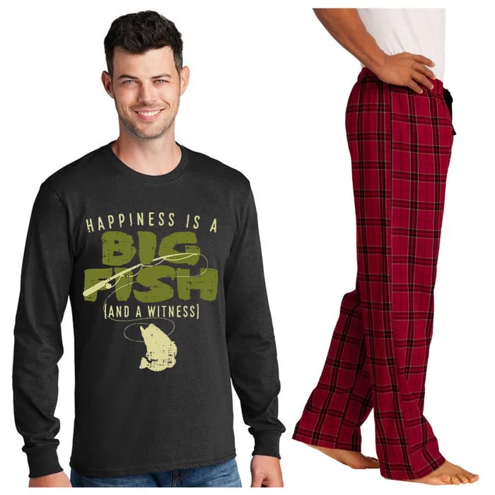 Happiness Fish Witness Big Fishing Fisherman Angler Gift Long Sleeve Pajama Set