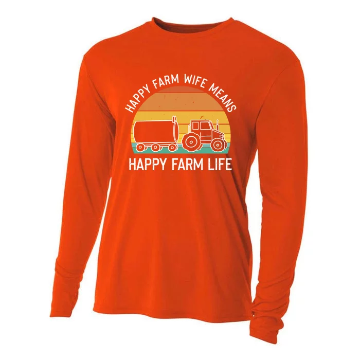 Happy Farm Wife Happy Farm Life Cool Gift Funny Farmer Meaningful Gift Cooling Performance Long Sleeve Crew