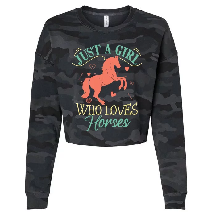 Horse For Wo Teens Girl Horse Lover Cropped Pullover Crew