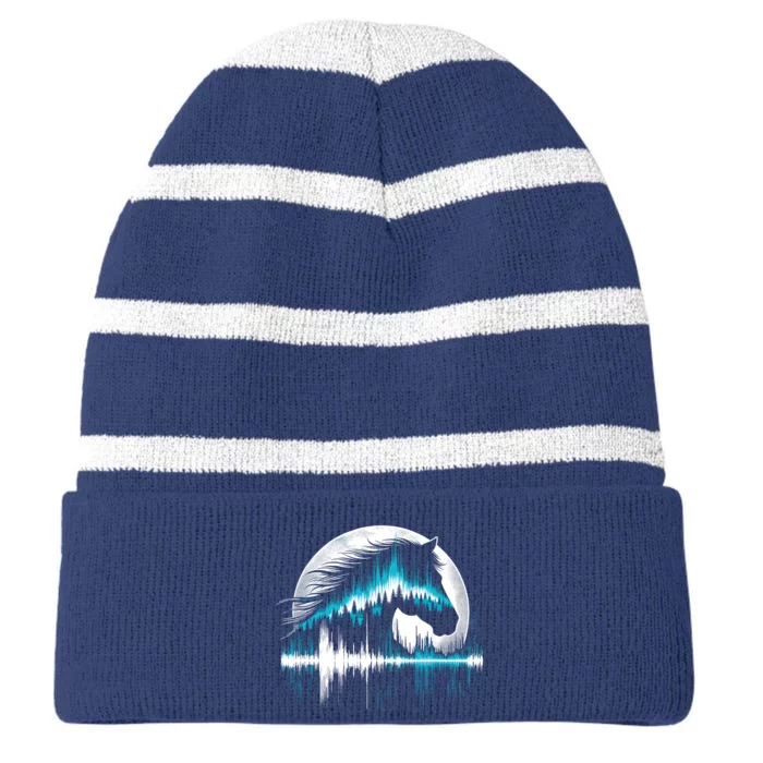 Horse For Wo Teens Girl Horse Lovers Graphic Striped Beanie with Solid Band