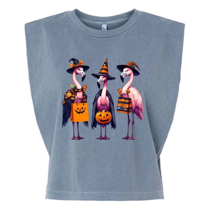 Halloween Flamingo Witch Funny Spooky Season Halloween Garment-Dyed Women's Muscle Tee