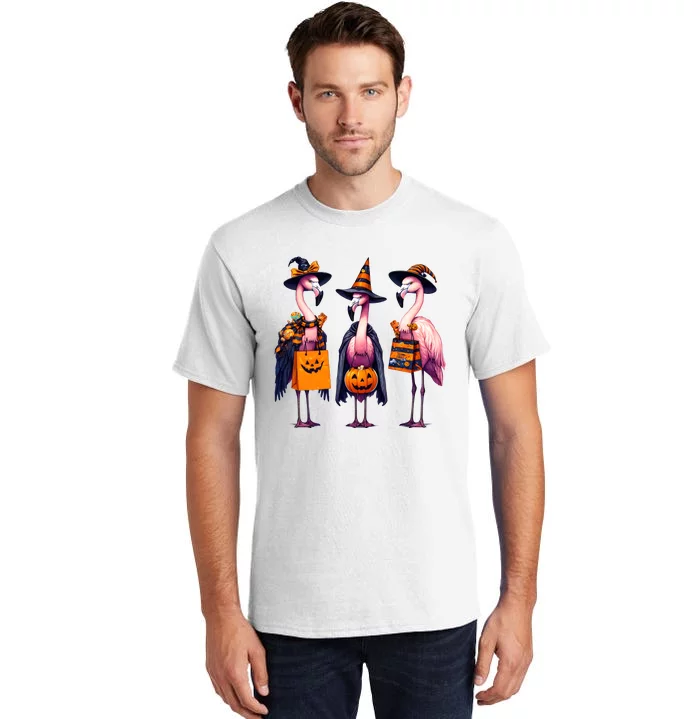 Halloween Flamingo Witch Funny Spooky Season Halloween Tall T-Shirt