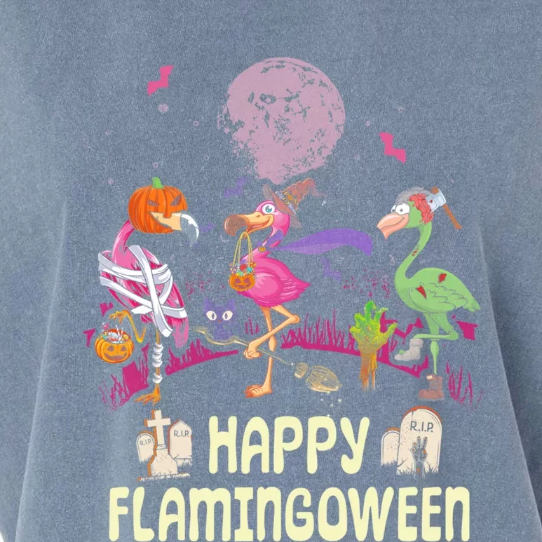 Happy Flamingoween Witch Pumpkin Mummy Flamingo Gift Garment-Dyed Women's Muscle Tee