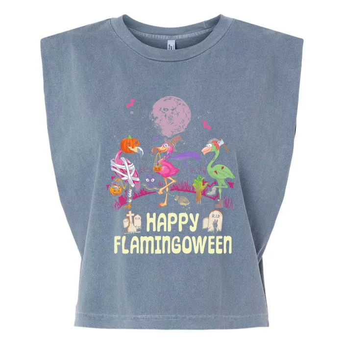 Happy Flamingoween Witch Pumpkin Mummy Flamingo Gift Garment-Dyed Women's Muscle Tee