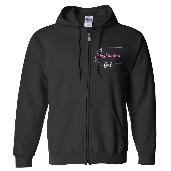 Home Funny W.A.S.H.I.N.G.T.O.N S.T.A.T.E Girl Full Zip Hoodie