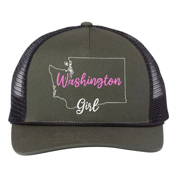 Home Funny W.A.S.H.I.N.G.T.O.N S.T.A.T.E Girl Retro Rope Trucker Hat Cap