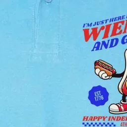 Here For Wieners 4th Of July Hotdog Design Softstyle Adult Sport Polo