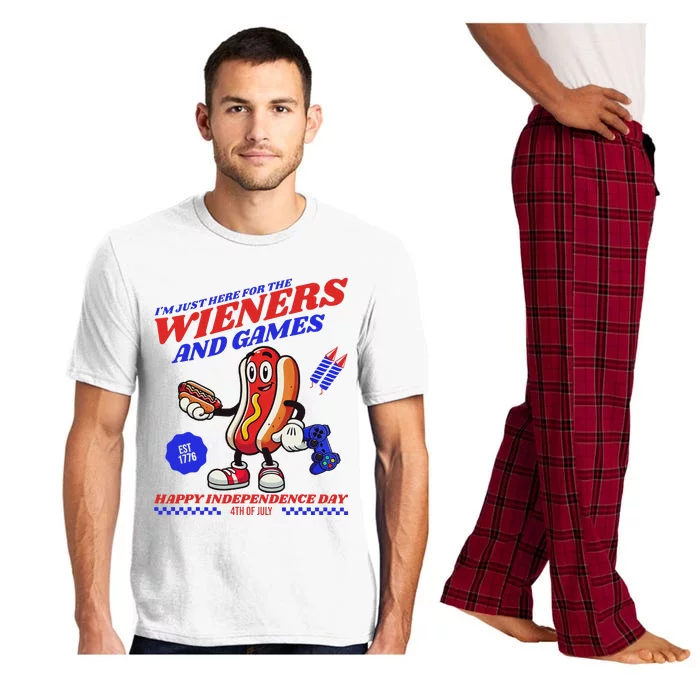 Here For Wieners 4th Of July Hotdog Design Pajama Set