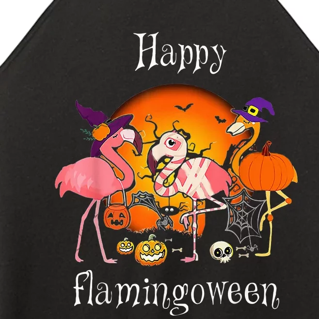 Happy Flamingoween Witch Pumpkin Flamingo Halloween Costume Women’s Perfect Tri Rocker Tank