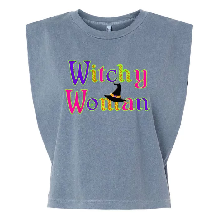 Halloween Funny Witch Witchy Woman Trick Treat Garment-Dyed Women's Muscle Tee