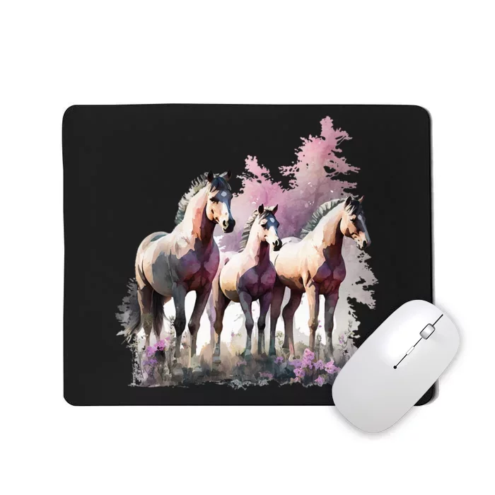 Horses Flowers Wild Mane Boho Western Southern Cow Mousepad