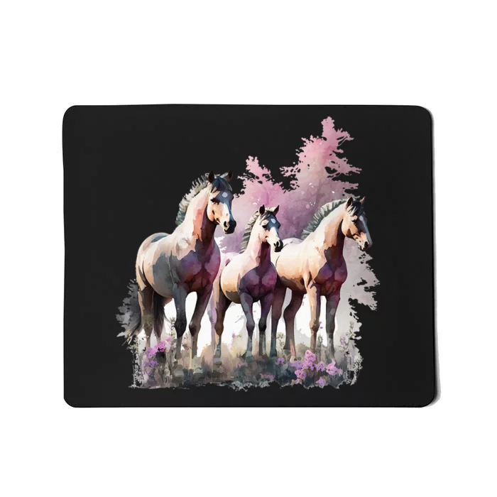 Horses Flowers Wild Mane Boho Western Southern Cow Mousepad