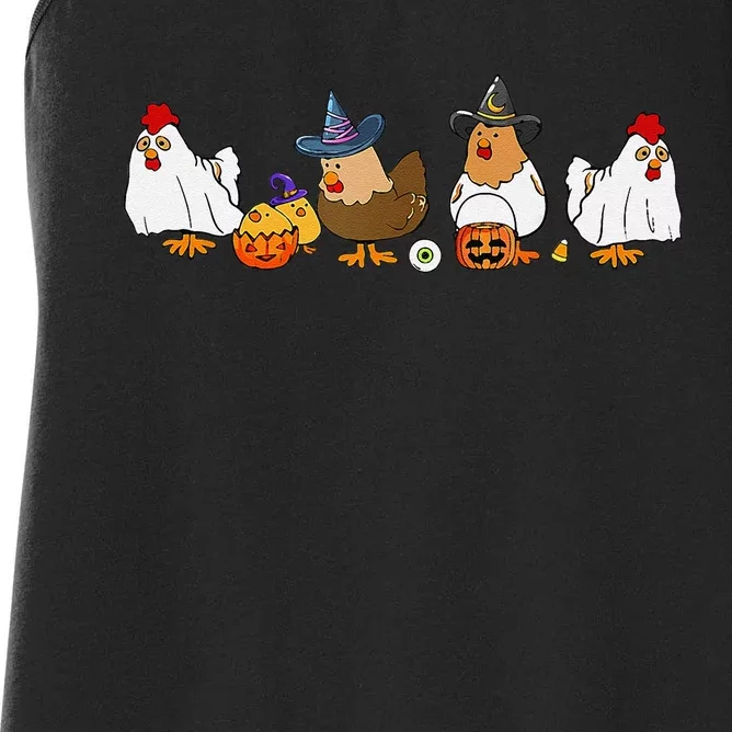 Halloween Funny Witch Spooky Chicken Costume Chick Or Treat Women's Racerback Tank