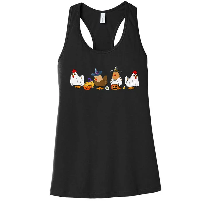 Halloween Funny Witch Spooky Chicken Costume Chick Or Treat Women's Racerback Tank